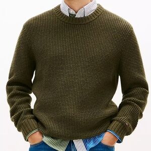 Tommy Hilfiger Men's Wool-Blend Waffle-Knit Sweater NEW Size Large